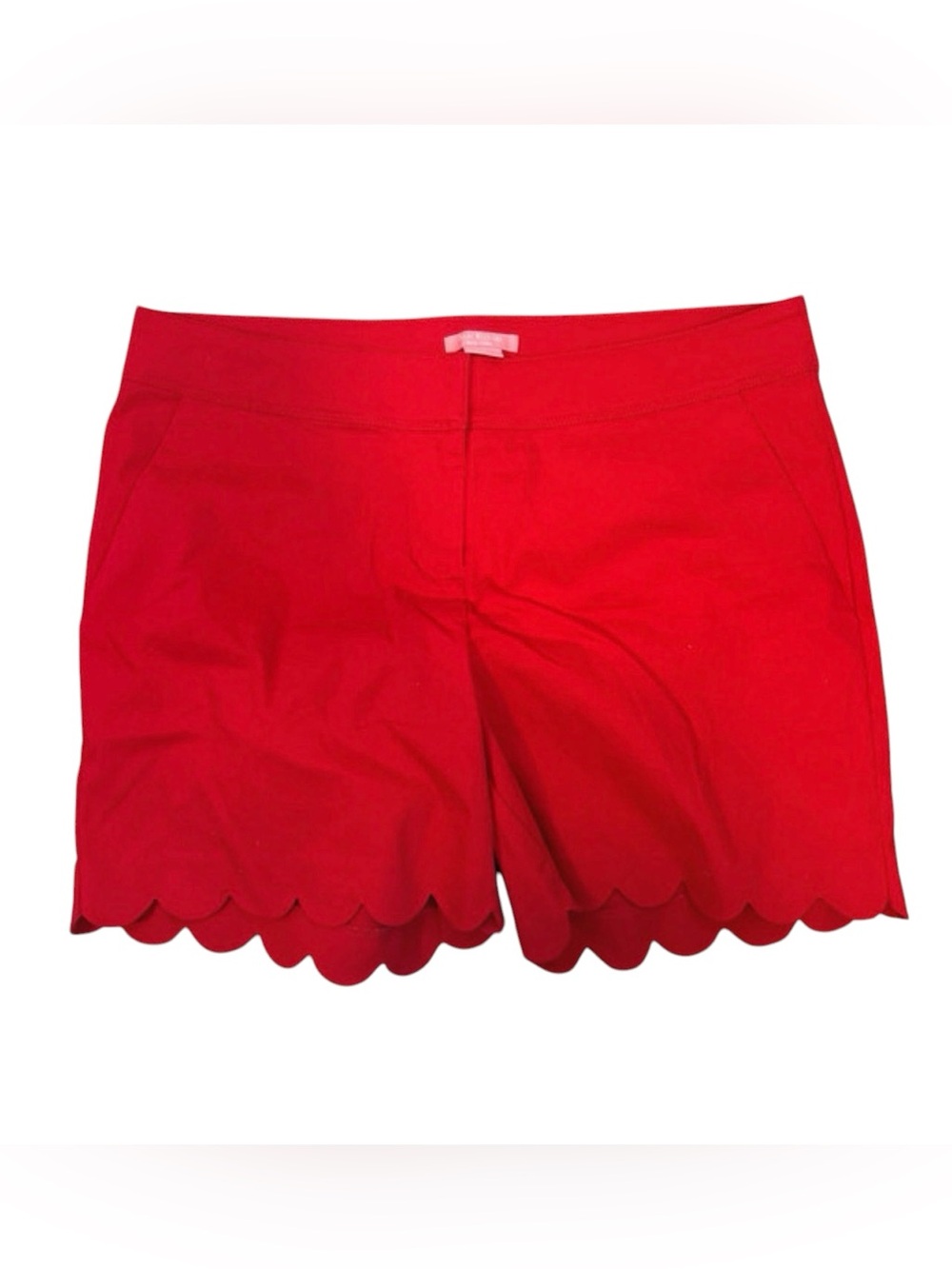 Isaac Mizrahi New York Lipstick Red Scalloped Hem Shorts Size 14